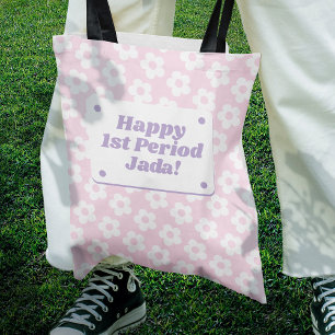 Teen Girl First Period Pastellfarben Pink Blume Mu Tasche