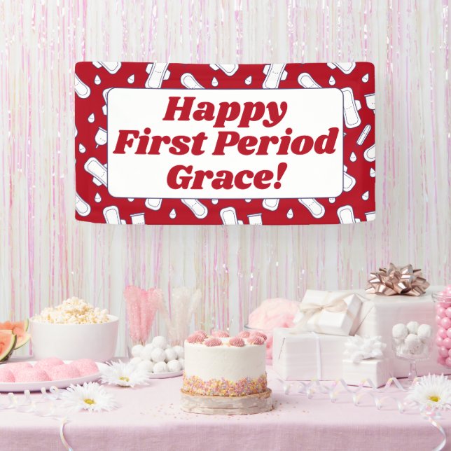 Teen Girl Happy erste Periode Red Menstrual Muster Banner (Party)