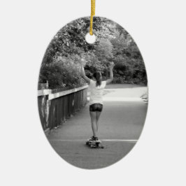Teen Girl Longboarder Keramik Ornament