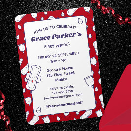 Teen Girl Red Menstrual Pad Erste Periode Party Einladung