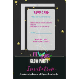 Teen Glow Party Antwortkarten – Neon Nächte Einladung