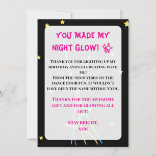 Teen Glow Party Dankeskarten – Neon Nights Edition Einladung
