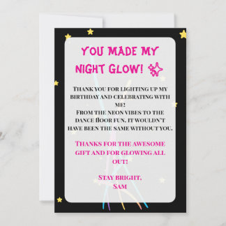 Teen Glow Party Dankeskarten – Neon Nights Edition Einladung