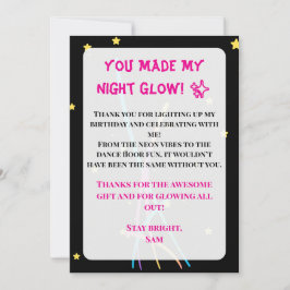 Teen Glow Party Thank You Card – Neon Nights Editi Einladung