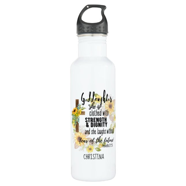 Teen-Godtochter-Geschenk - Personalisiertes Sprich Edelstahlflasche (Vorderseite)