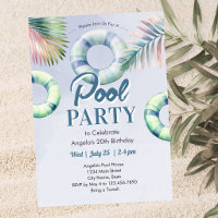 Teen-Poolparty-Geburtstagseinladung