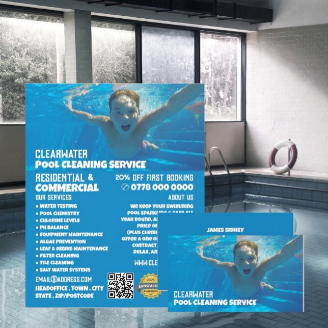 Teen Swimmer Portrait, Schwimmbad Reinigung Flyer (Von Creator hochgeladen)