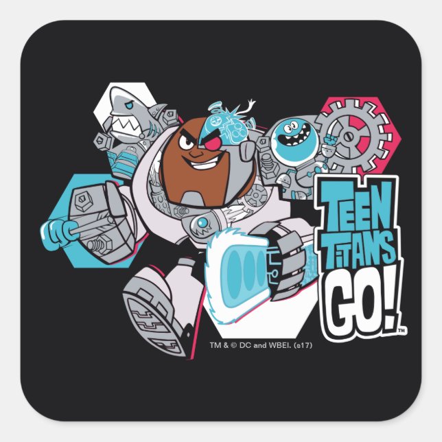 Teen Titans Go! | Arsenal-Grafik von Cyborg Quadratischer Aufkleber (Vorderseite)