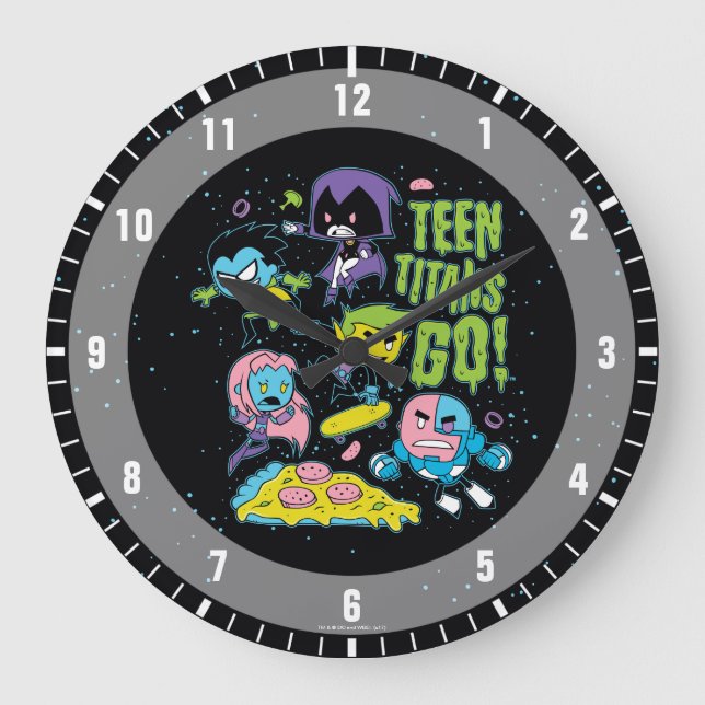 Teen Titans Go! | Pizza Graphic der frühen 90er Ja Große Wanduhr (Vorderseite)