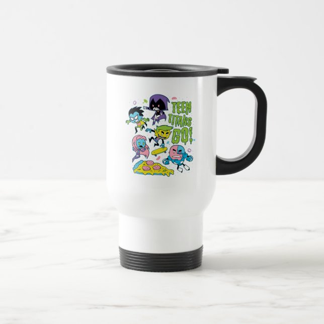 Teen Titans Go! | Pizza Graphic der frühen 90er Ja Reisebecher (Rechts)