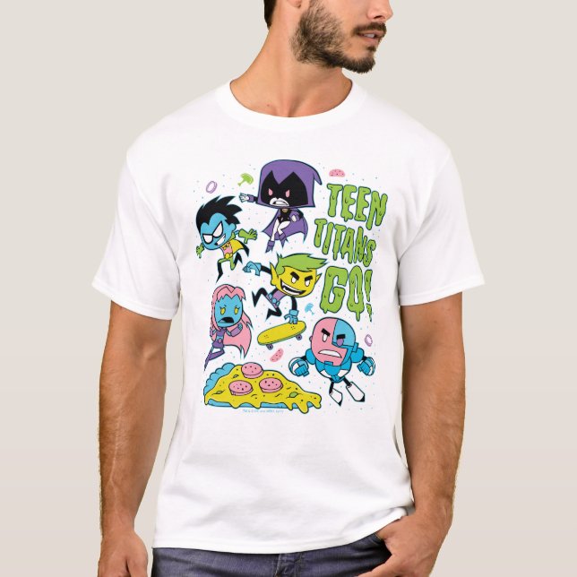 Teen Titans Go! | Pizza Graphic der frühen 90er Ja T-Shirt (Vorderseite)