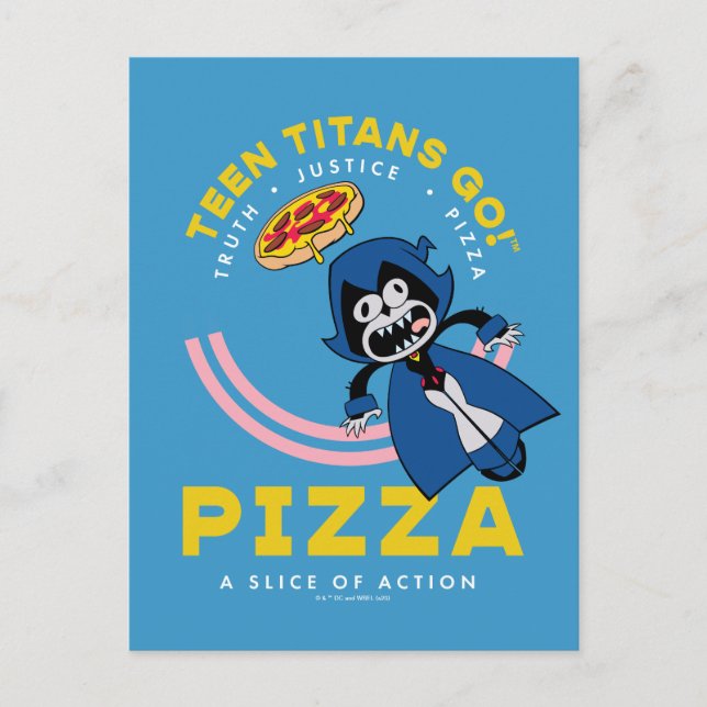 Teen Titans Go! Raven "Truth Justice Pizza" Postkarte (Vorderseite)