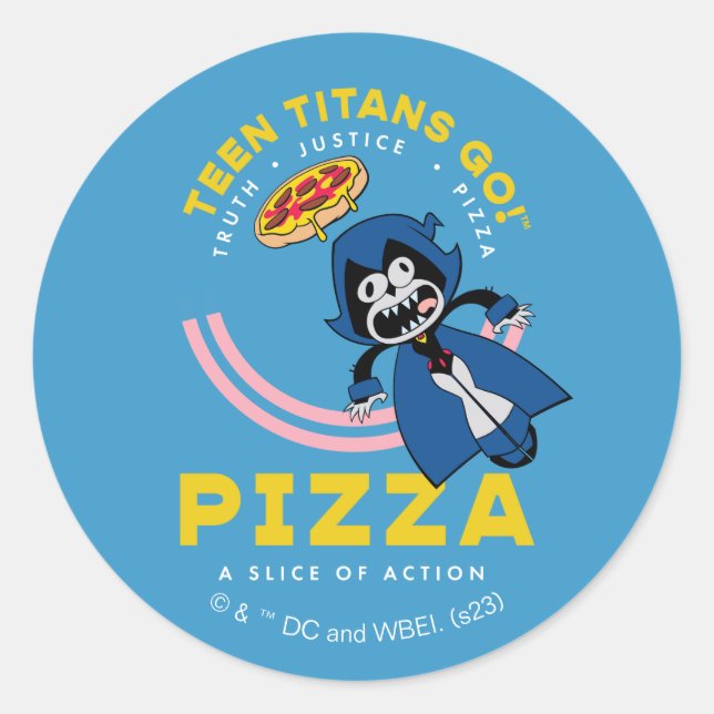 Teen Titans Go! Raven "Truth Justice Pizza" Runder Aufkleber (Vorderseite)