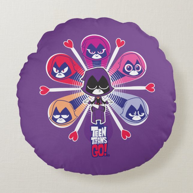 Teen Titans Go! | Raven's Emoticlones Rundes Kissen (Vorderseite)