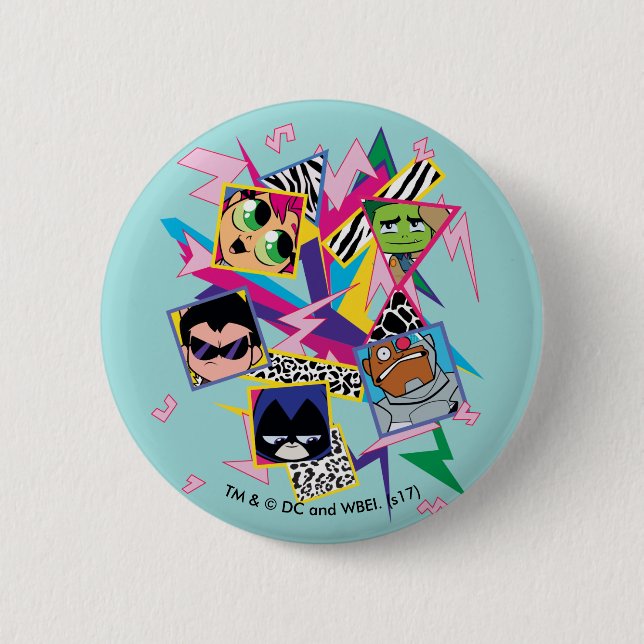 Teen Titans Go! | Retro 90's Group Collage Button (Vorderseite)