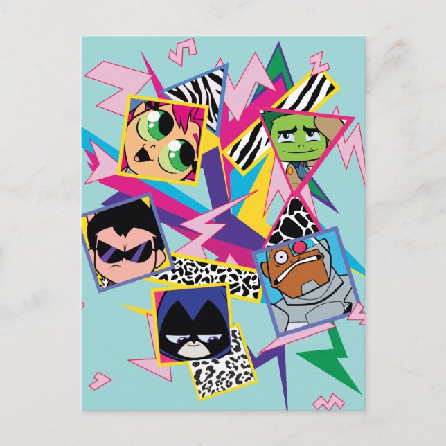 Teen Titans Go! | Retro 90's Group Collage Postkarte (Vorderseite)