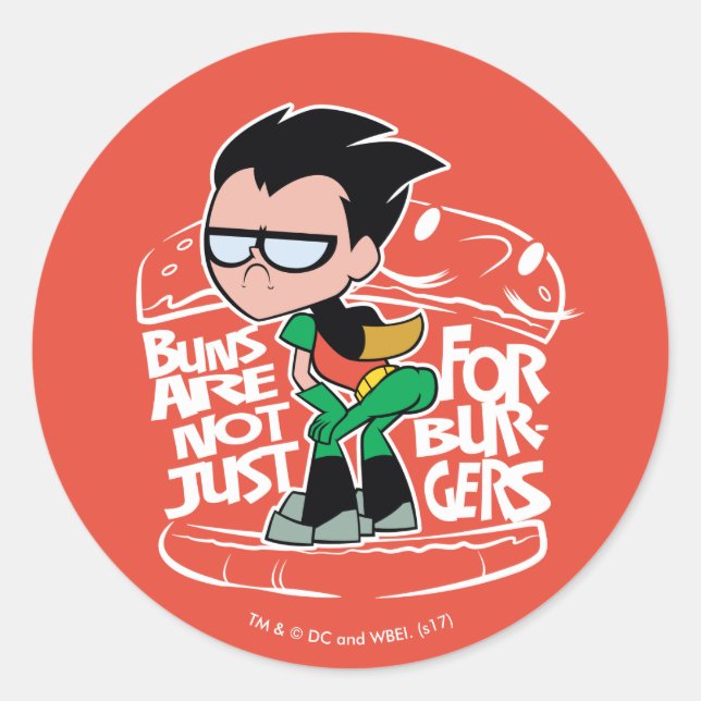 Teen Titans Go! | Robin Hintern Scooty Buns Runder Aufkleber (Vorderseite)