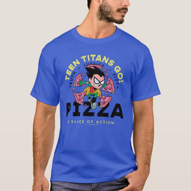 Teen Titans Go! Robin "Truth Justice Pizza" T-Shirt (Vorderseite)