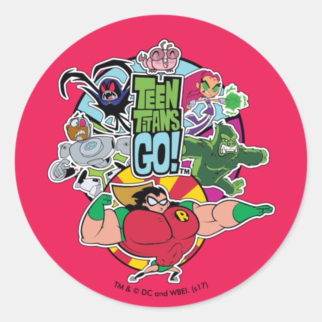 Teen Titans Go! | Team Group Graphic Runder Aufkleber (Vorderseite)