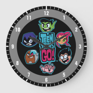 Teen Titans Go! Titans Head Pattern Große Wanduhr