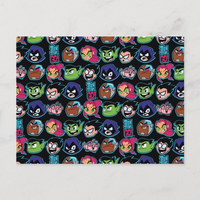 Teen Titans Go! | Titans Head Pattern Postkarte (Vorderseite)
