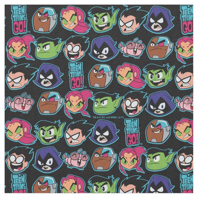 Teen Titans Go! | Titans Head Pattern Stoff (Nahaufnahme)