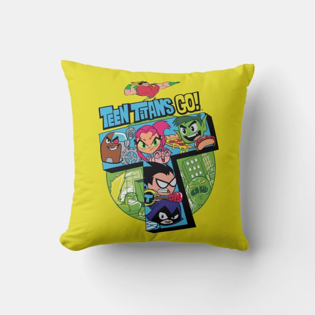Teen Titans Go! | Titans Tower Collage Kissen (Vorderseite)