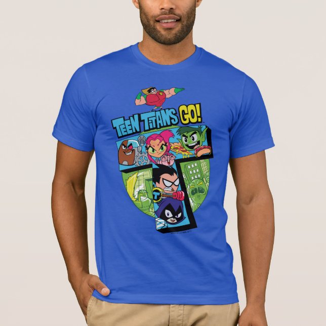 Teen Titans Go! | Titans Tower Collage T-Shirt (Vorderseite)