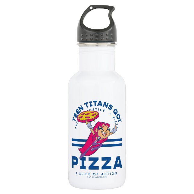 Teen Titans Go! "Truth Justice Pizza" Edelstahlflasche (Vorderseite)