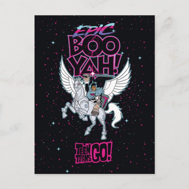 Teen Titans Go! | Warrior Cyborg Riding Pegasus Postkarte (Vorderseite)