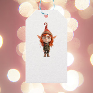 Teen Weihnachts-Elf-weiße Geschenktasten kidding M Geschenkanhänger