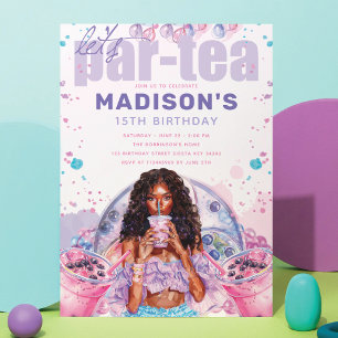 Teenage African American Boba Bubble Tee Geburtsta Einladung