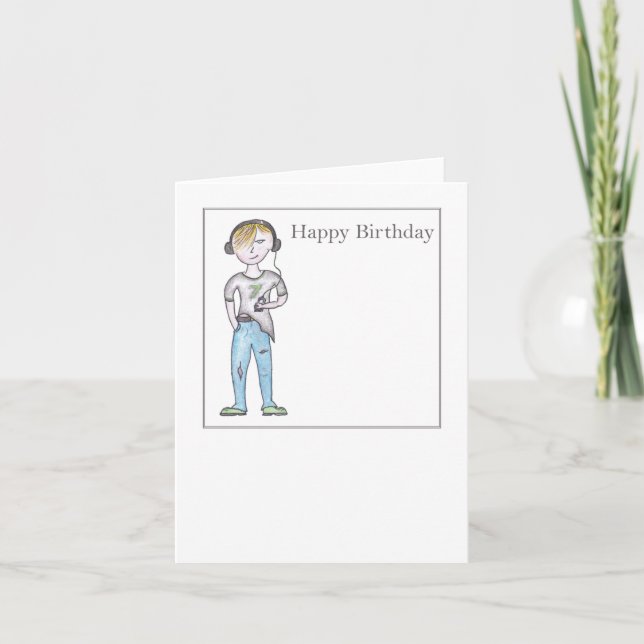Teenage boy music Carte d'anniversaire (Devant)