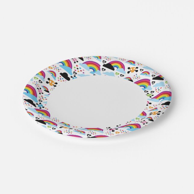 Teenage emo Regenbogenhülle Pappteller (Schrägansicht)