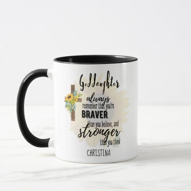 Teenage GODAUGHTER Motivierend Zitat Sonnenblumen Tasse (Links)