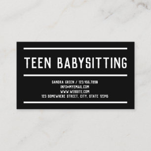 Teenage Sitter Teen Babysitting Visitenkarte