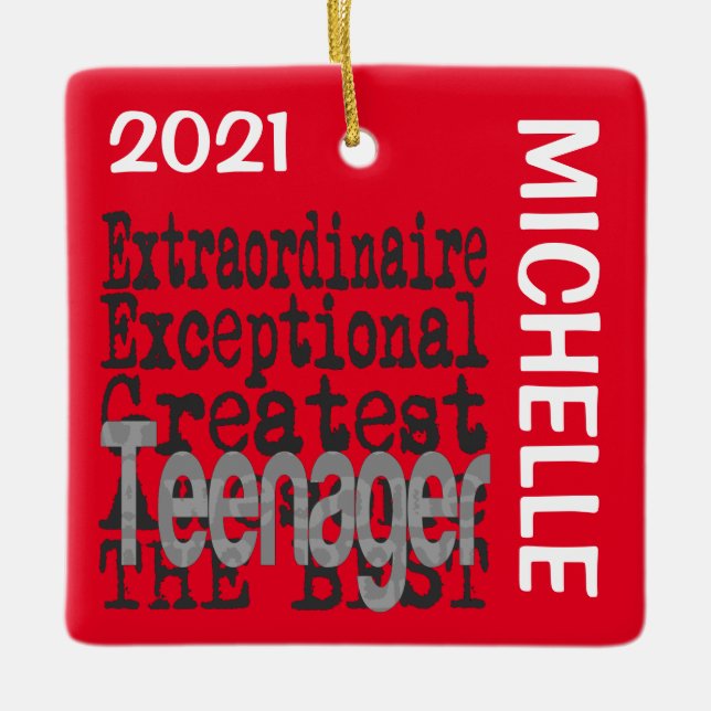 Teenager Extraordinaire CUSTOM Keramik Ornament (Vorderseite)