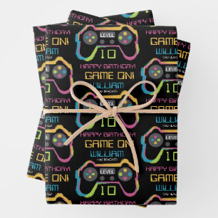 Teenager Gaming Gamer Videospiel Spieler Geburtsta Geschenkpapier Set