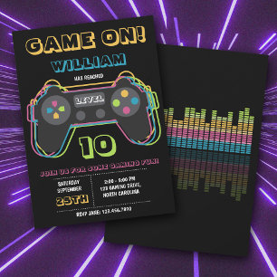 Teenager Gaming Gamer Videospiel Spieler Retro Geb Einladung