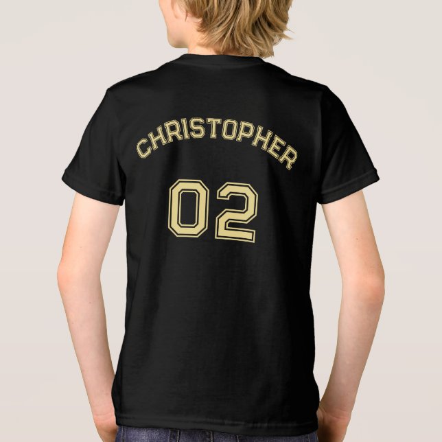 Teenager Kindermädchen Name Jersey Nummer Sport Tri-Blend Shirt (Rückseite)