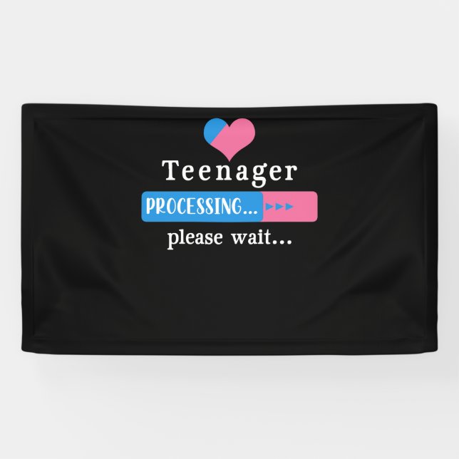 Teenager Loading Bitte warten 12. Geburtstag Banner (Horizontal)