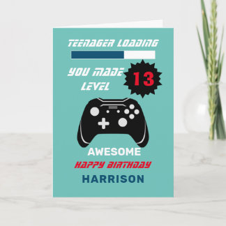 Teenager Loading Funny Gamer Personalisiert Geburt Karte