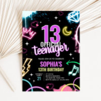Teenager Neon Dreizehnte Geburtstagspartei