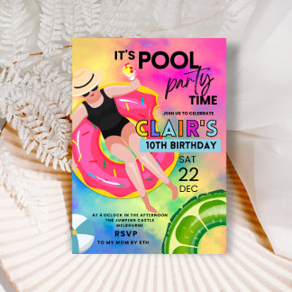 Teenager-Pool Geburtstagseinladungen Schwimmbad Pa Einladung