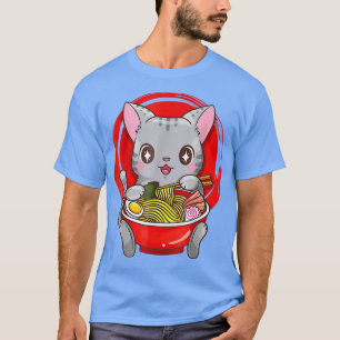 Teenager Ramen Cat Anime Kawaii Neko Japanisches M T-Shirt