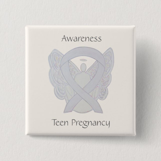Teenager-Schwangerschaft Bewusstsein Weißer Ribbon Button (Vorderseite)