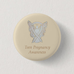 Teenager-Schwangerschaft Bewusstsein Weißer Ribbon Button