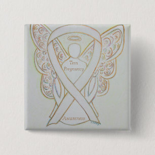 Teenager-Schwangerschaft Bewusstsein Weißer Ribbon Button