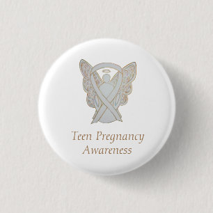 Teenager-Schwangerschaft Bewusstsein Weißer Ribbon Button