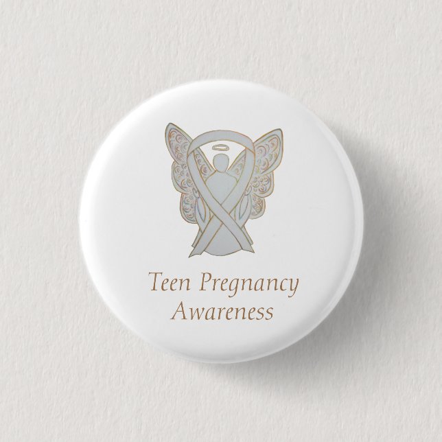 Teenager-Schwangerschaft Bewusstsein Weißer Ribbon Button (Vorderseite)